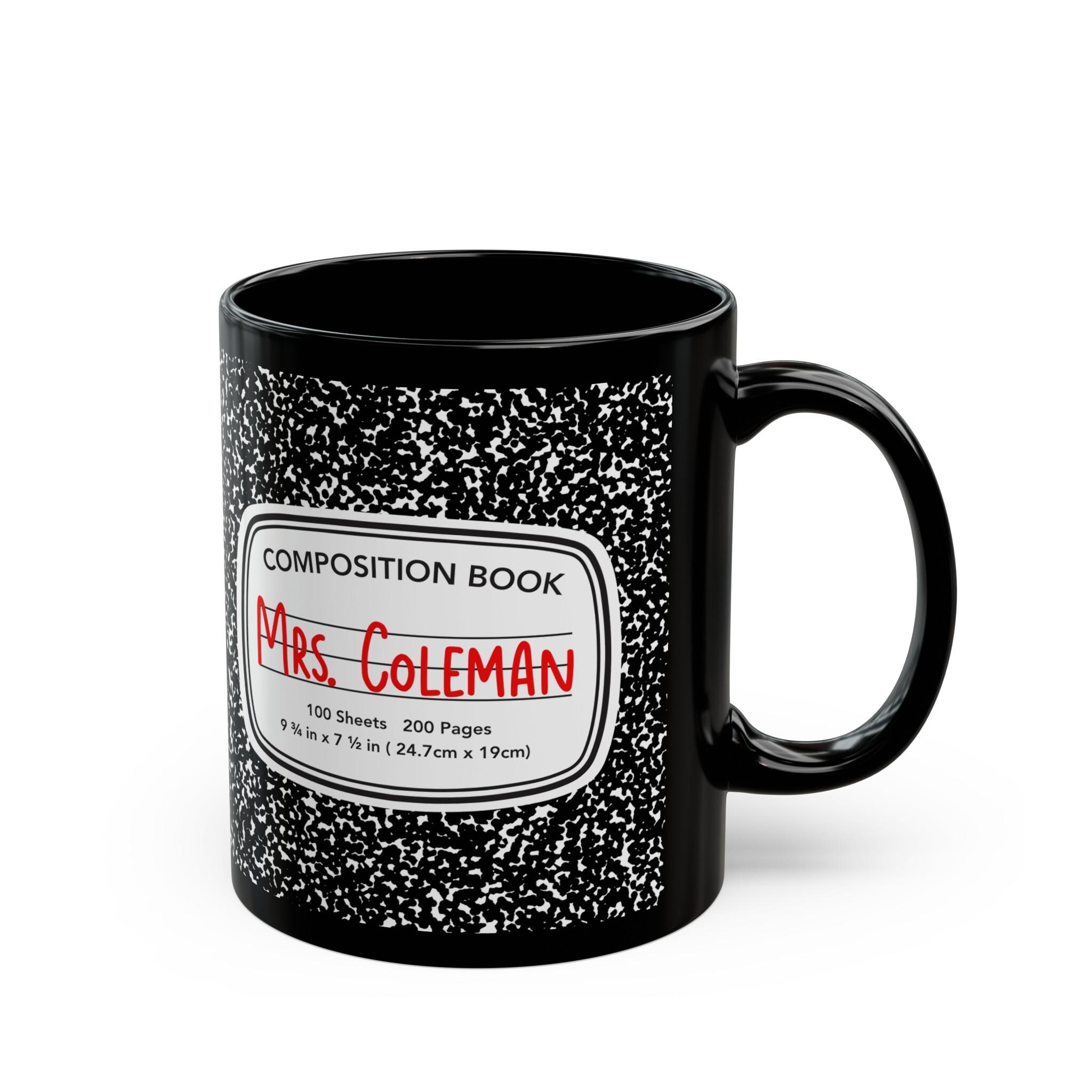 CUSTOM Teacher Mug | Composition Notebook Pattern | Personalized Name ...