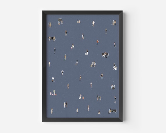 Tiny People Airport Print | Minimalist People Traveling Art Gift for Traveler Friend Modern Unique Office Decor Poster Digital Download Art