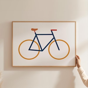 Minimalist Road Bike Print | Line Art Bicycle Poster | Horizontal Bike Print | Gift for Biker | Modern Trendy Wall Art Digital Download Art