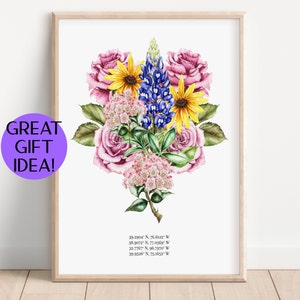 CUSTOM State Flower Bouquet | Mother's Day Gift | Customizable State Art | Personalized Gift | American State Flowers | Digital Download