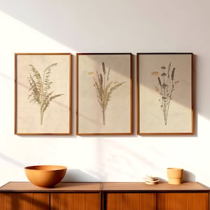 Set of 3 Dried Wheat Prints | Botanical Farmhouse Wall Art | Wheat Bundles | Triptych Neutral Prints | Digital Download | Printable Wall Art