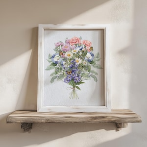 Family Birth Flower Bouquet Gift | Nana's Garden Mother's Day Grandma Gift Watercolor Birth Month Flowers Personalized Gift Digital Download image 11