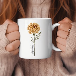 CUSTOM Birth Month Flower Coffee Cup | Mother&#39;s Day Gift | Personalized Coffee Mug | Plant Lover Mom | Teacher Appreciation Gift Under 20