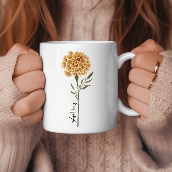 CUSTOM Birth Month Flower Coffee Cup | Mother's Day Gift | Personalized Coffee Mug | Plant Lover Mom | Teacher Appreciation Gift Under 20