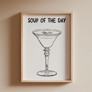 Funny Espresso Martini Cocktail Print | Soup of the Day Bar Cart Decor Black and White Kitchen Art Alcoholic Drink Poster Digital Download