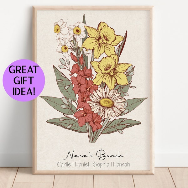 Birth Flower Bouquet | Grandma's Garden | Personalized Gift | Family Birth Month Flowers | Custom Garden Order | Digital Download