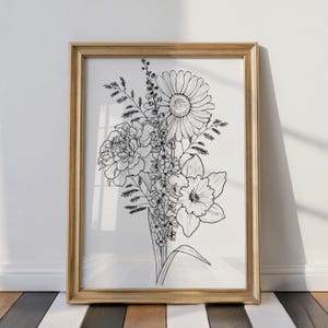 CUSTOM Birth Flower Tattoo Design | Family Flower Bouquet Personalized Gift Minimalist Spine Tattoo Design Gift for Family Digital Download image 5