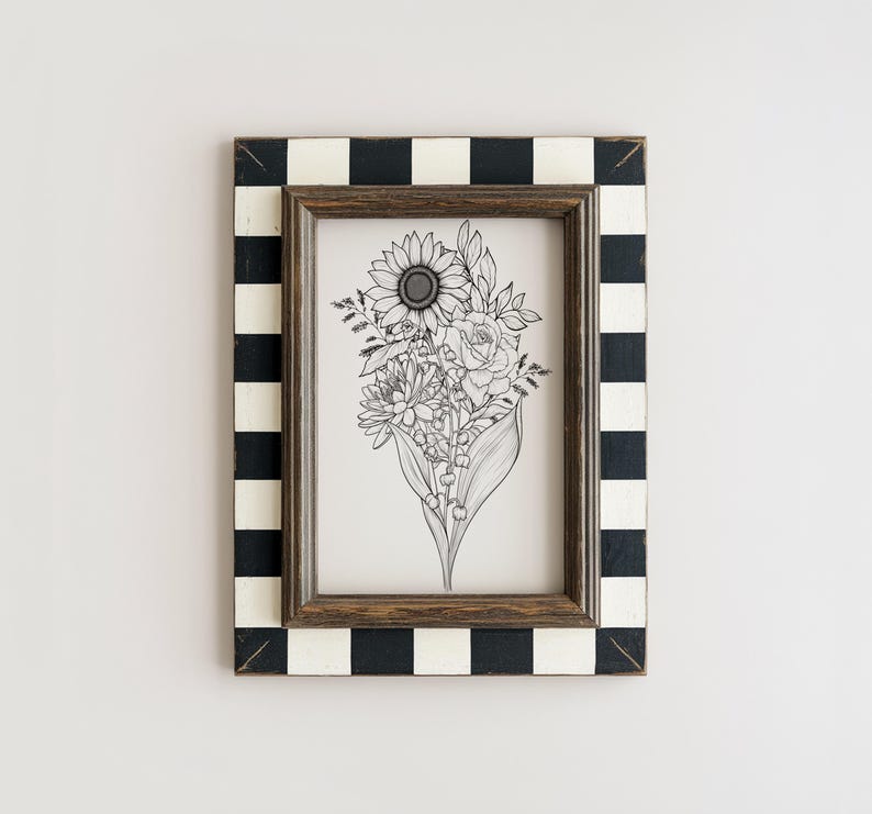 CUSTOM Birth Flower Tattoo Design | Family Flower Bouquet Personalized Gift Minimalist Spine Tattoo Design Gift for Family Digital Download image 12