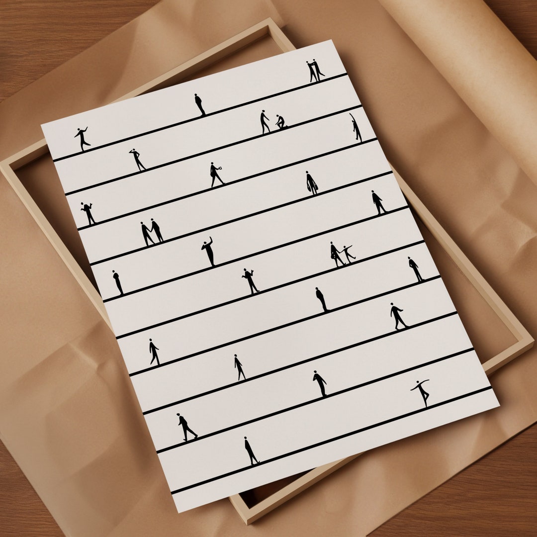 Silhouettes of Small People Art Human Print People Walking Minimalist