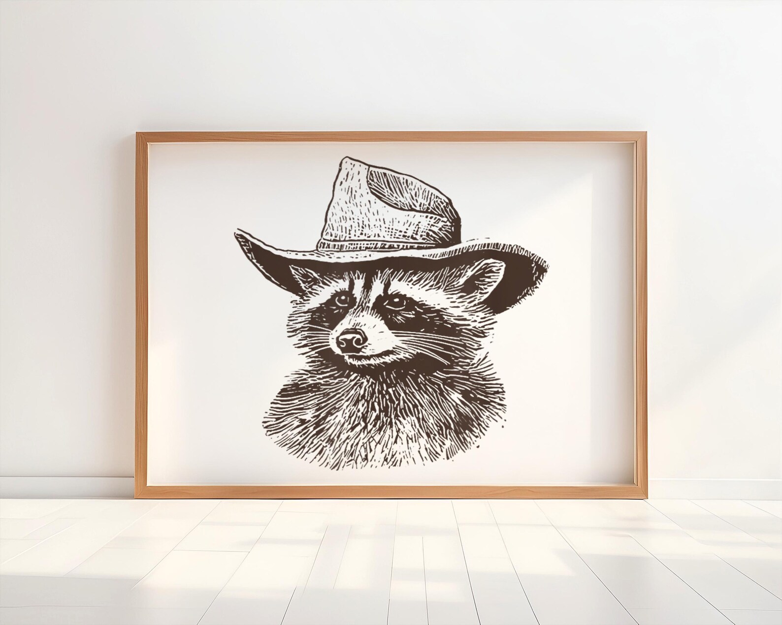Funny Cowboy Racoon Print | Cute Racoon Horizontal Poster | Cowboy ...