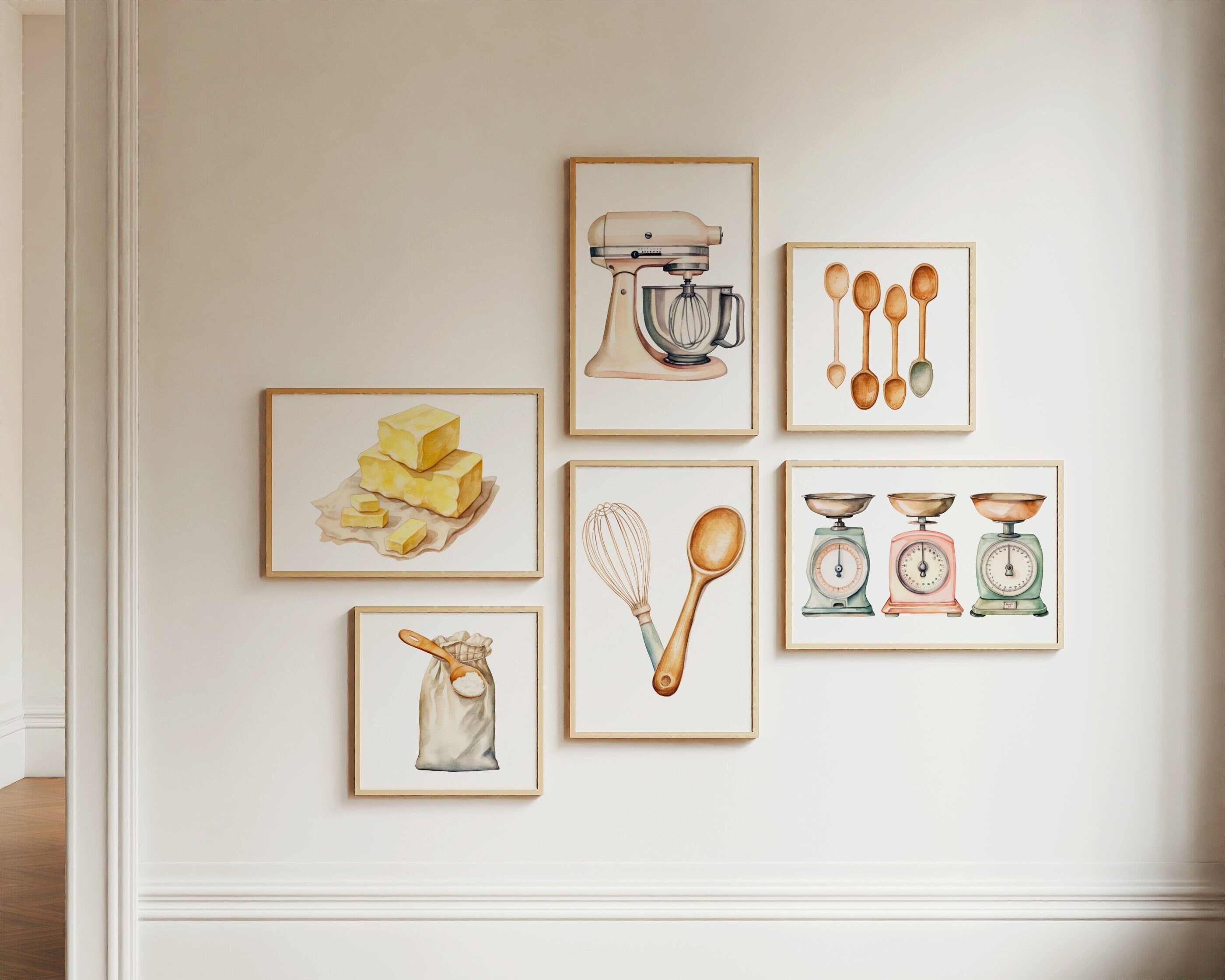 Caterease Kitchen Beo Prints Set of 6 Baking Kitchen Prints | Cute Kitchen Decor | Pantry Wall Decor ...