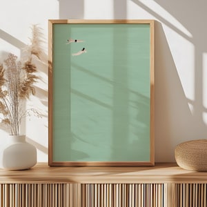 Mann und Frau schwimmend im Pool Print | Paar Schwimmbad Wand Kunst Süß Sommer Poster Hellgrün Pool Strand Haus Dekor Digitaler Download