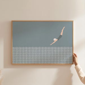 Horizontal Retro Swimmer Diver Print | Vintage Swimming Pool Art | Summer Wall Poster | College Dorm Art | Digital Download | Printable Art