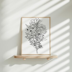 CUSTOM Birth Flower Tattoo Design | Family Flower Bouquet Personalized Gift Minimalist Spine Tattoo Design Gift for Family Digital Download image 9