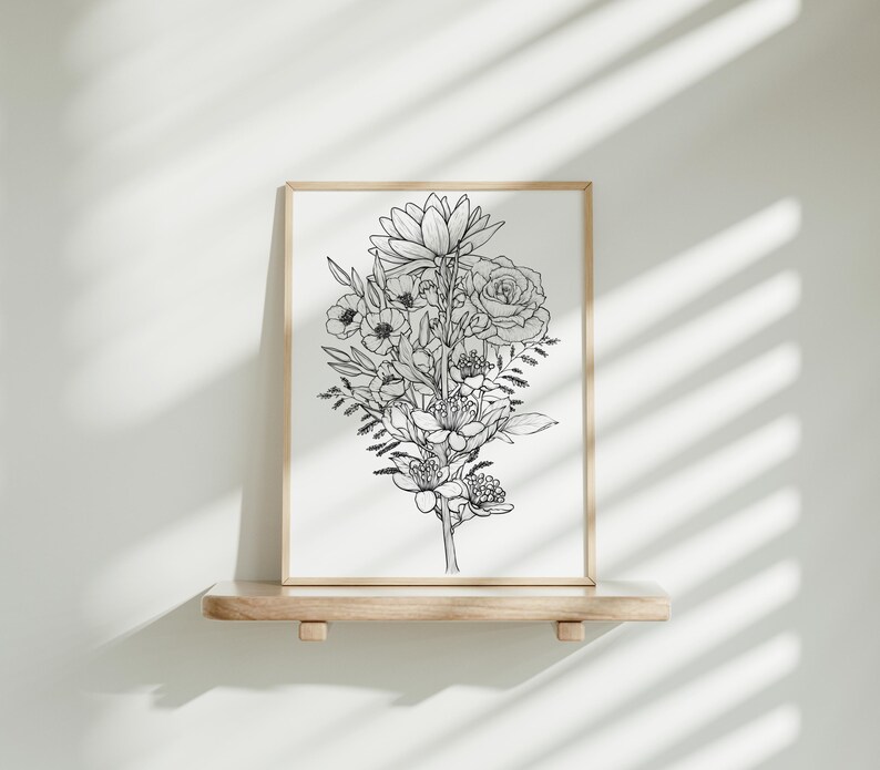 CUSTOM Birth Flower Tattoo Design | Family Flower Bouquet Personalized Gift Minimalist Spine Tattoo Design Gift for Family Digital Download image 9