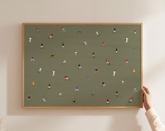 Impresión pequeña de béisbol / Arte minimalista de personas / Regalo para papá del béisbol / Póster horizontal para decoración de oficina / Descarga digital / Arte de pared imprimible