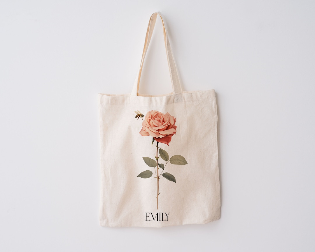 Custom Birth Flower Tote Personalized Canvas Tote Bag Back to School ...