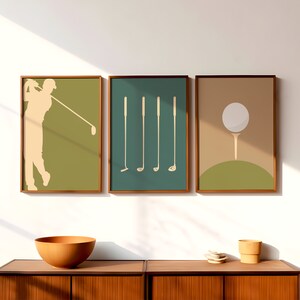 Set of 3 Retro Golf Prints | Office Wall Art | Golfing Posters | Gift for Golfer | Father's Day Gift | Gallery Wall Art | Digital Download