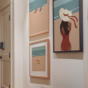 Set of 3 Beach Ocean Prints | Minimalist People Beach Art Vintage Beach Art | Beach House Decor | Gallery Wall Art Set Digital Download Art image 11