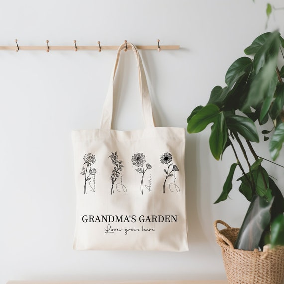 WAITPI 'World's Best Abuela' Floral Tote Bag - Reusable Canvas Gift Bag For Grandma