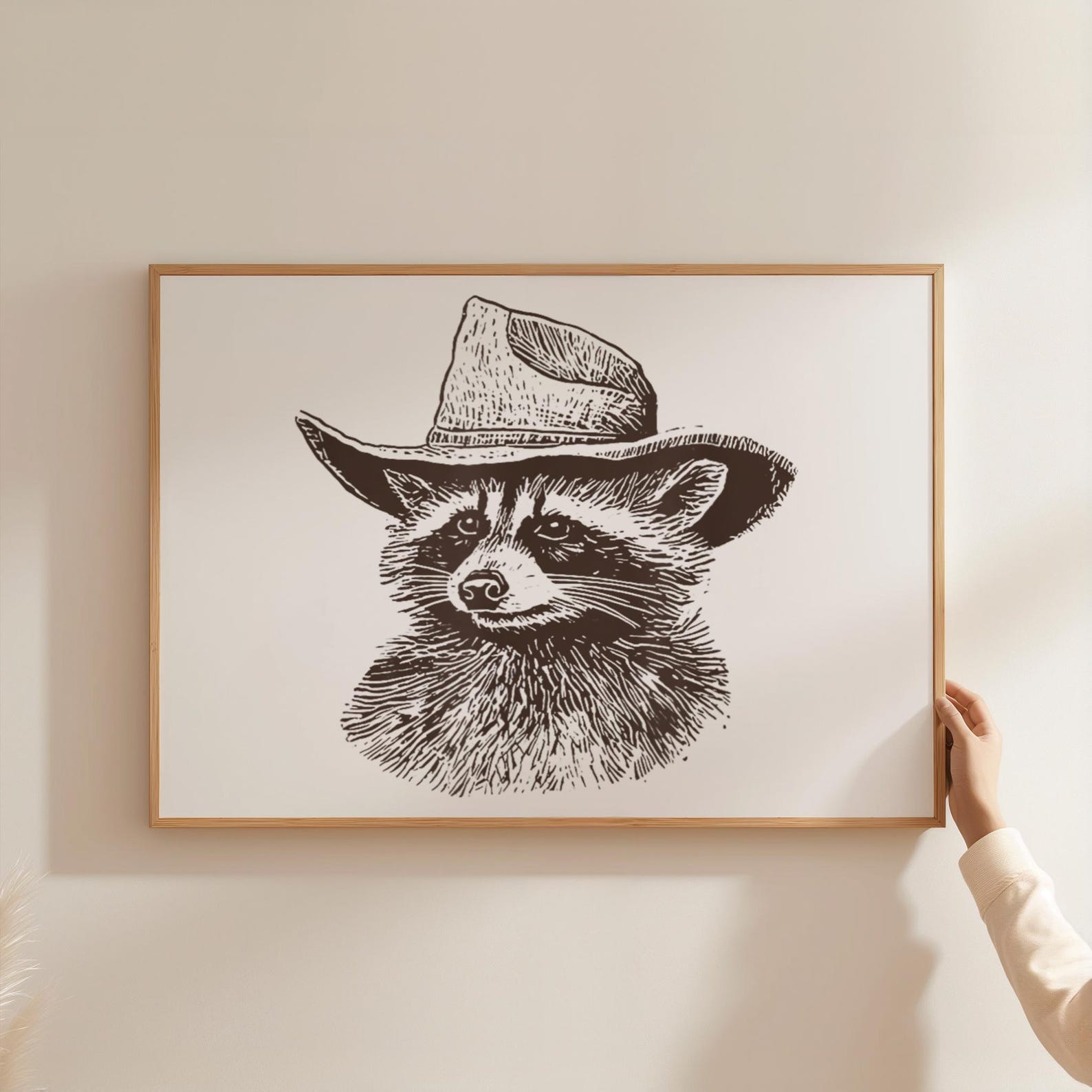 Funny Cowboy Racoon Print | Cute Racoon Horizontal Poster | Cowboy ...