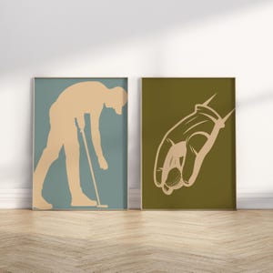 Set of 2 Retro Golf Prints | Office Wall Art | Golfing Posters | Gift for Golfer | Father&#39;s Day Gift | Gallery Wall Art | Digital Download