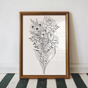 CUSTOM Birth Flower Tattoo Design | Family Flower Bouquet Personalized Gift Minimalist Spine Tattoo Design Gift for Family Digital Download image 13