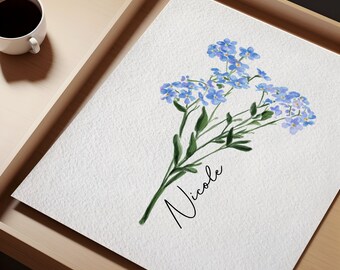 Custom Forget Me Not Print | Lost Loved One Gift | Personalized Miscarriage Art Gift | Remembrance Family Gift | Digital Download