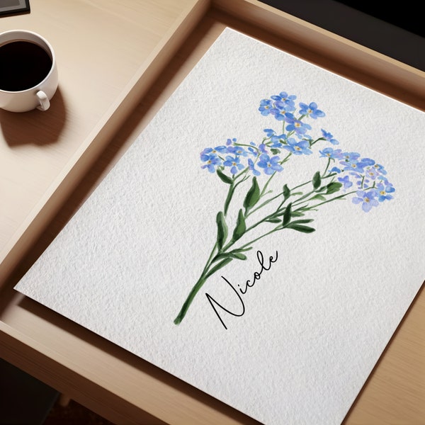 Custom Forget Me Not Print | Lost Loved One Gift | Personalized Miscarriage Art Gift | Remembrance Family Gift | Digital Download