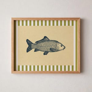 Vintage Fish Print | Antique Unique Wall Art Animal Poster | Horizontal Lake House Decor Vintage Beach Decor Unframed Matte Physical Print