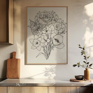 CUSTOM Birth Flower Tattoo Design | Family Flower Bouquet Personalized Gift Minimalist Spine Tattoo Design Gift for Family Digital Download image 10