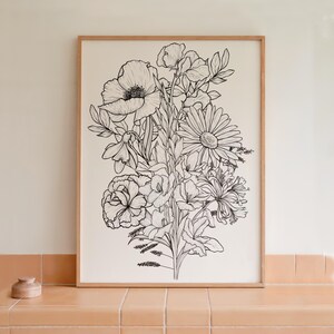 CUSTOM Birth Flower Tattoo Design | Family Flower Bouquet Personalized Gift Minimalist Spine Tattoo Design Gift for Family Digital Download image 8
