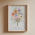 Family Birth Flower Bouquet | Gift for Mom Personalized Watercolor Birth Month Flower Print | Mother's Day Gift CUSTOM Matte Physical Print