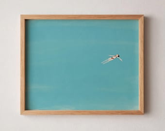 Girl Floating in Pool | Horizontal Swimming Pool Wall Art | Summer Pool Print Minimalist Beach House Art Unframed Physical Art Print Option