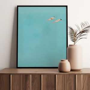 Man and Woman Floating in Pool Couple Swimming Wall Art Summer Swim Poster Pool House Art Beach House Decor Digital Download image 2