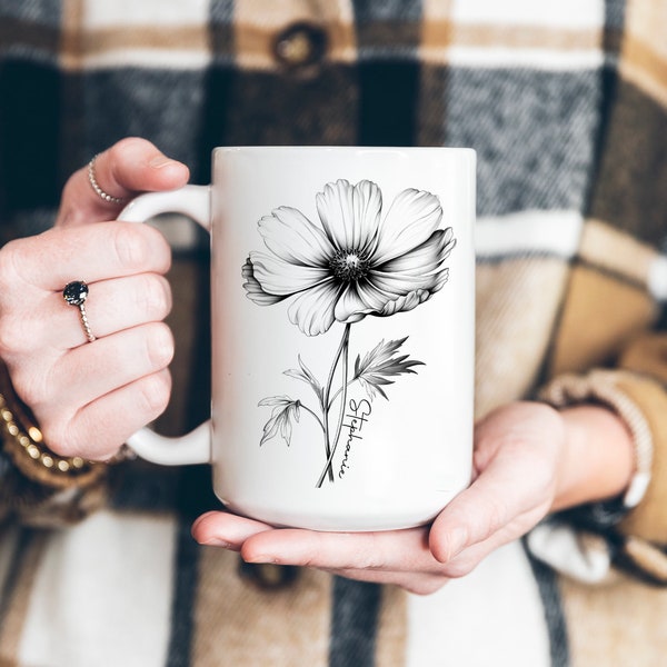 CUSTOM Birth Month Flower Coffee Cup | Gift for Mom | Christmas Gift for Her | Personalized Coffee Mug | Gift for Friend | Mother's Day Gift