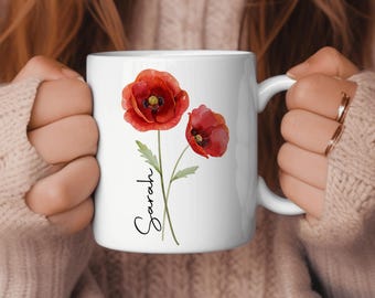 CUSTOM Birth Month Flower Coffee Cup | Birthday Gift for Her | Personalized Coffee Mug | Mother's Day Gift | Teacher Appreciation Present