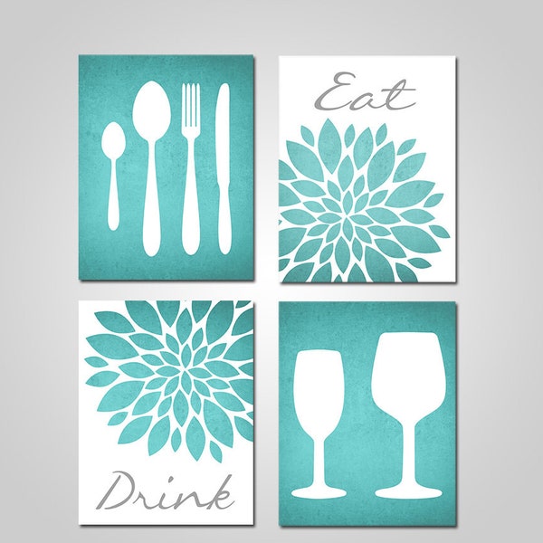 Teal Kitchen Decor Etsy