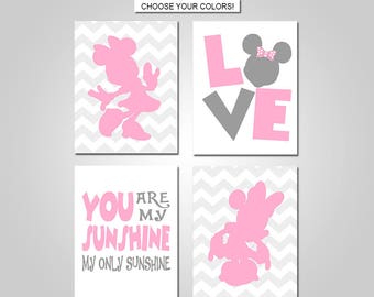 Minnie Mouse Nursery Bedroom Wall Art Minnie Wall Decor Etsy