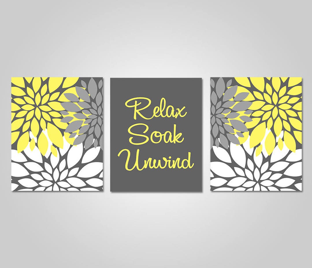 Bathroom Wall Art Yellow Grey Bathroom Wall Art Yellow Etsy