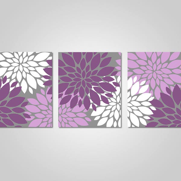 Dahlia Flower Burst Wall Art - Home Wall Art - Bedroom Dandelion Art - Purple Grey Wall Art - Download istantaneo - DIY Printable Wall Art