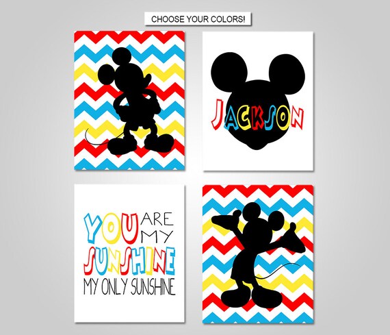 Mickey Mouse Nursery Bedroom Wall Art Mickey Mouse Wall Decor Prints Canvas Printable