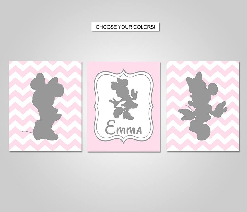 Minnie Mouse Nursery Bedroom Wall Art Minnie Mouse Wall Decor Prints Canvas Printable