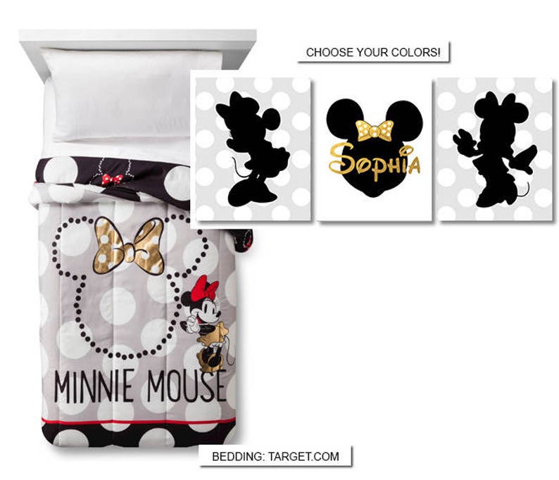 Minnie Mouse Nursery Bedroom Wall Art Minnie Wall Decor Etsy