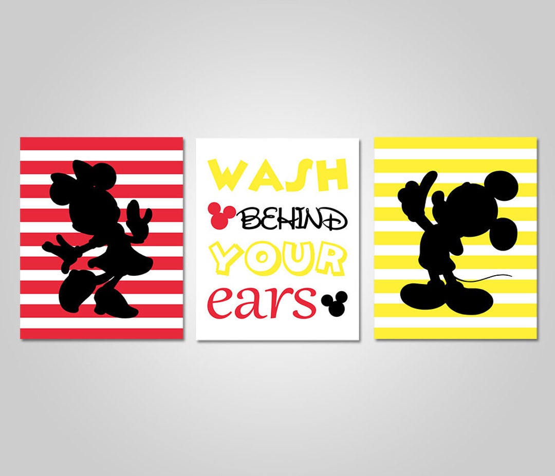 Mickey Mouse Bathroom Wall Art Minnie Mouse Bathroom Wall Etsy