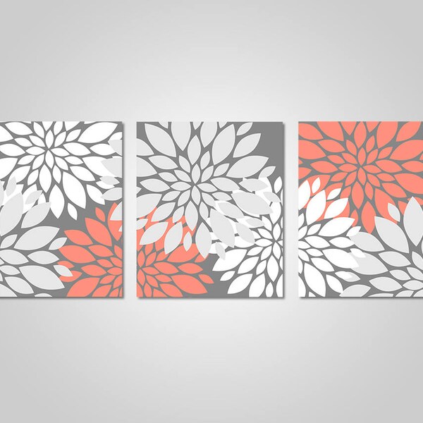 Coral Gray Grey Etsy