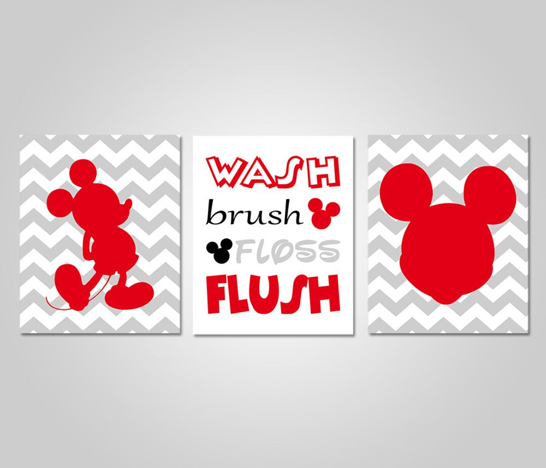 Mickey Mouse Bathroom Wall Art Mickey Mouse Printable Wall Decor INSTANT DOWNLOAD DIY Printable