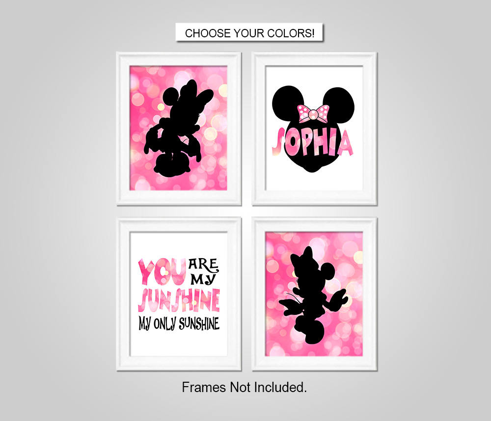 Minnie Mouse Nursery Bedroom Wall Art Minnie Mouse Wall Etsy