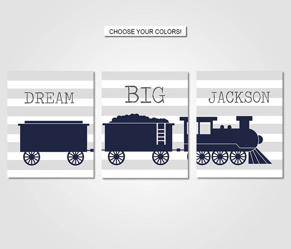 Train Wall Art Boys Bedroom Decor Train Decor Navy Blue Gray Decor Kids Bedroom Decor Prints Or Canvas Or Printable Digital Download