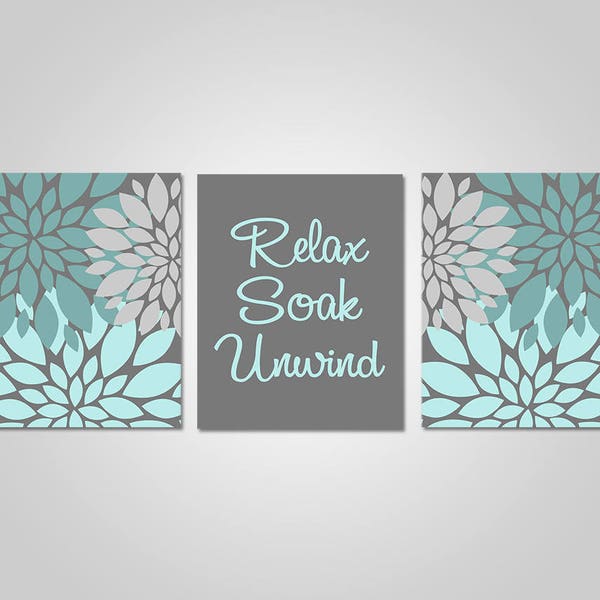 Aqua Gray Bathroom Etsy